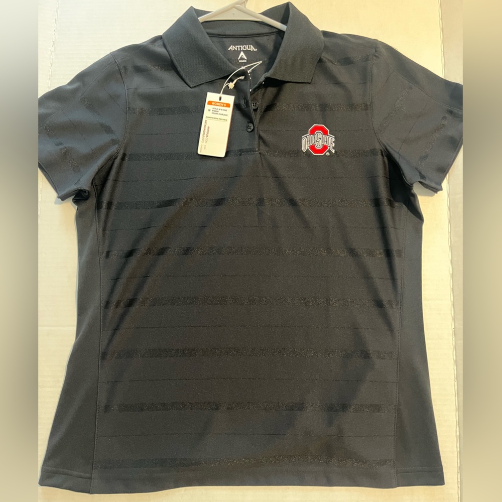 Women’s Antigua Black Ohio State Buckeyes Polo NWT